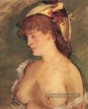 Femme blonde aux seins nus Nu impressionnisme Édouard Manet Peinture à l'huile